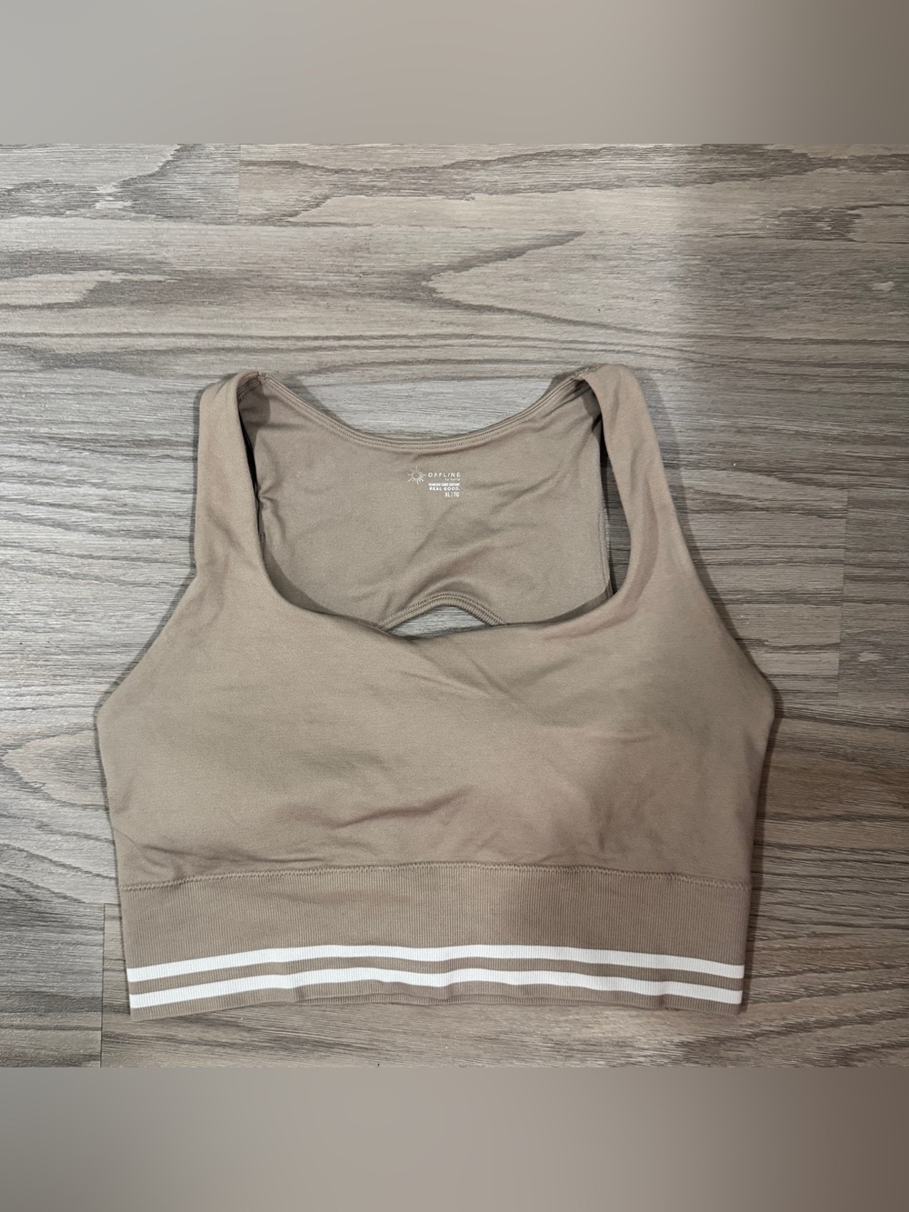 OFFLINE By Aerie Seamless Sports Bra XL Taupe Beige Athleisure Yoga Pilates